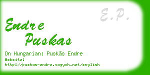 endre puskas business card